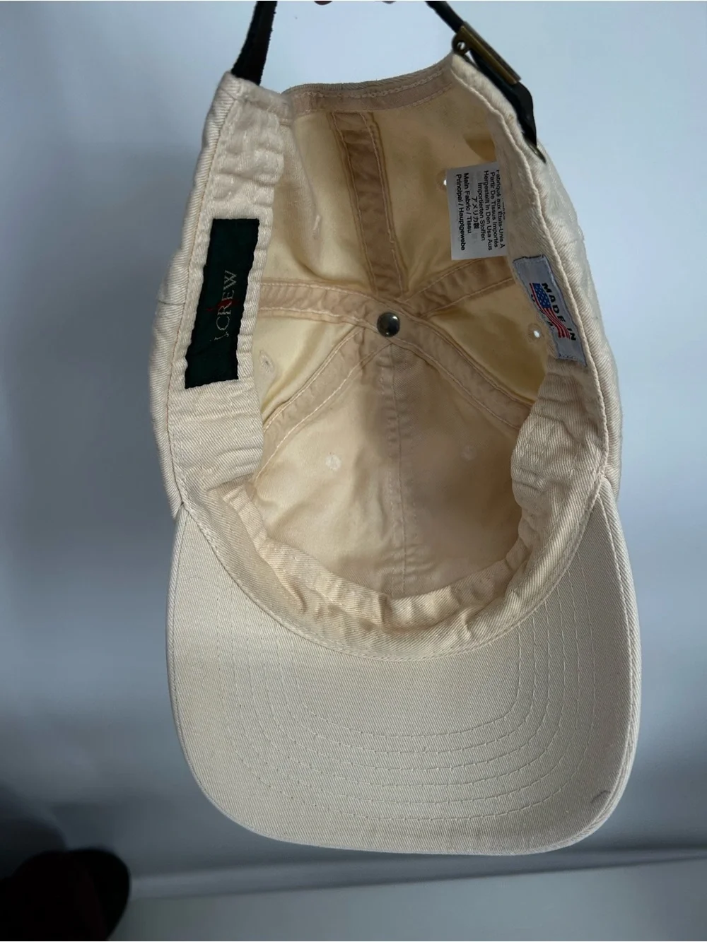 J Crew Strapback Dad Hat Baseball Cap Vtg Off White/Cream One Size